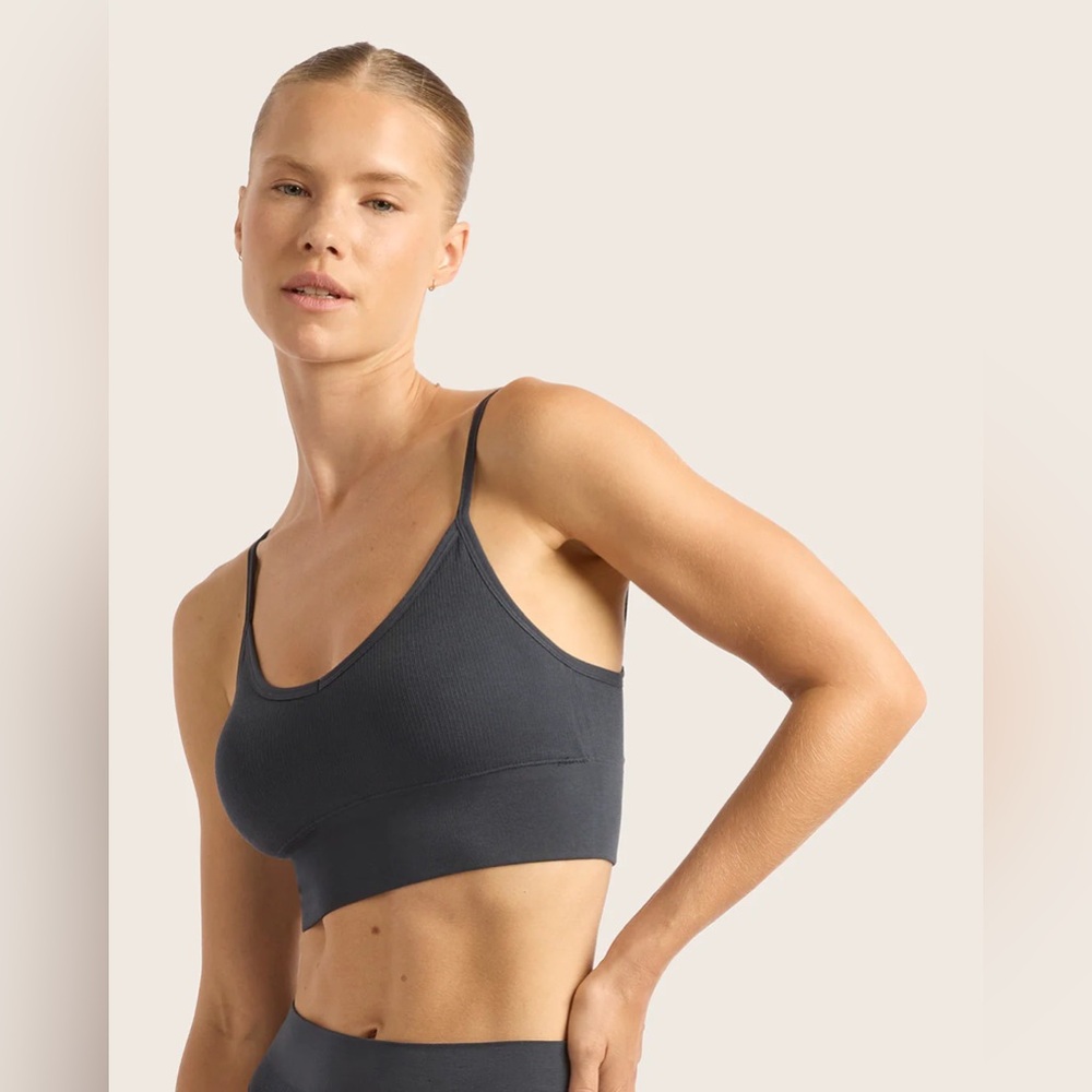 NIB NWT Boody Women’s Ribbed Low Back Bralette Storm Size Large Lyolyte Fabric